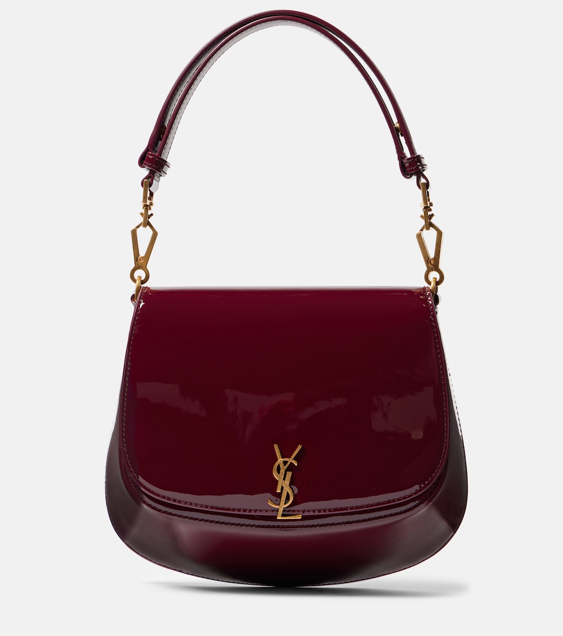 

Волатер кожаная сумка через плечо лакированная Saint Laurent, Dark Red Wine
