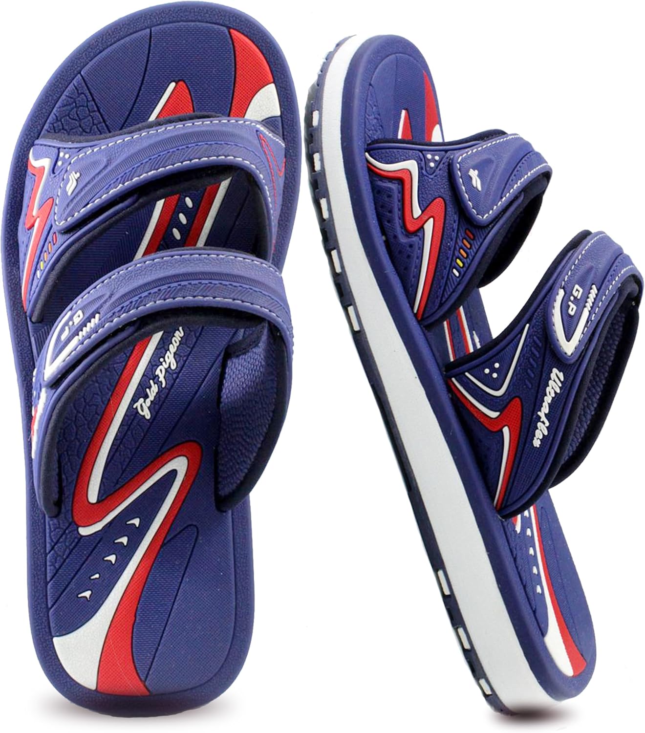 

Сандалии Gold Pigeon EVA с амортизирующей подошвой против усталости, унисекс, с регулируемыми ремешками Gold Pigeon Shoes, красный/синий