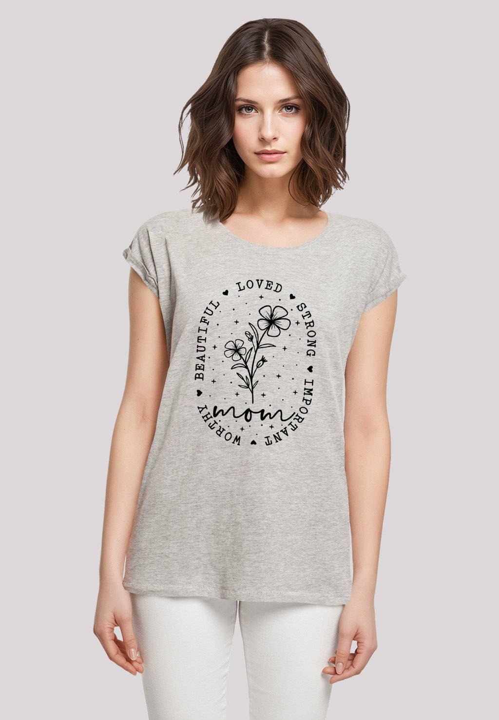 

Футболка с принтом MOTHERS DAY BLACK ART FOR MOM BEST MOM EVER F4NT4STIC, серый