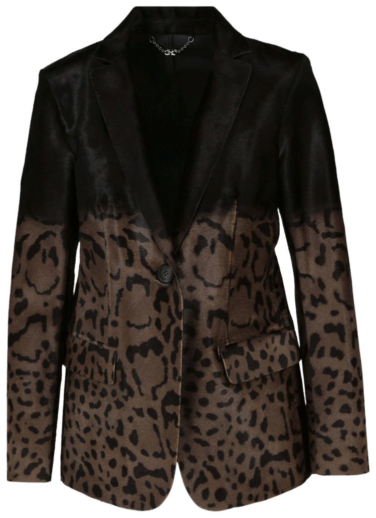 

Блейзер Ferragamo из телячьей кожи с леопардовым принтом, коричневый/черный
