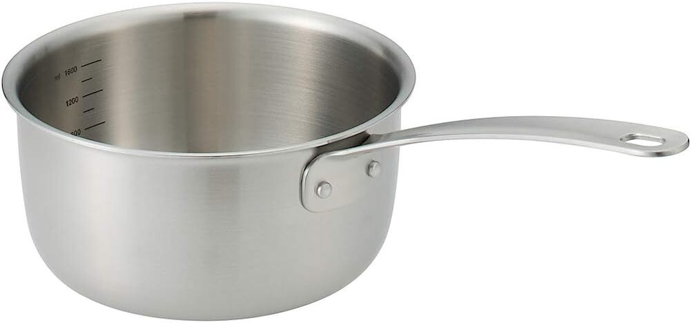 

MUJI 82219937 Трехслойная стальная кастрюля с одной ручкой из нержавеющей стали, ок. 0,7 галлона (2,0 л), ширина 15,0 x высота 5,5 дюймов (38 x 14 см), серебро