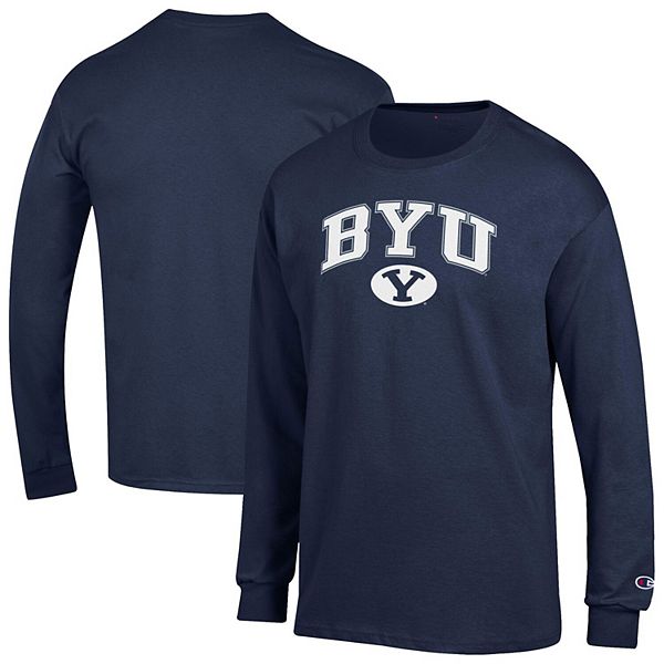 

Мужская футболка с длинным рукавом navy byu cougars arch over logo Champion
