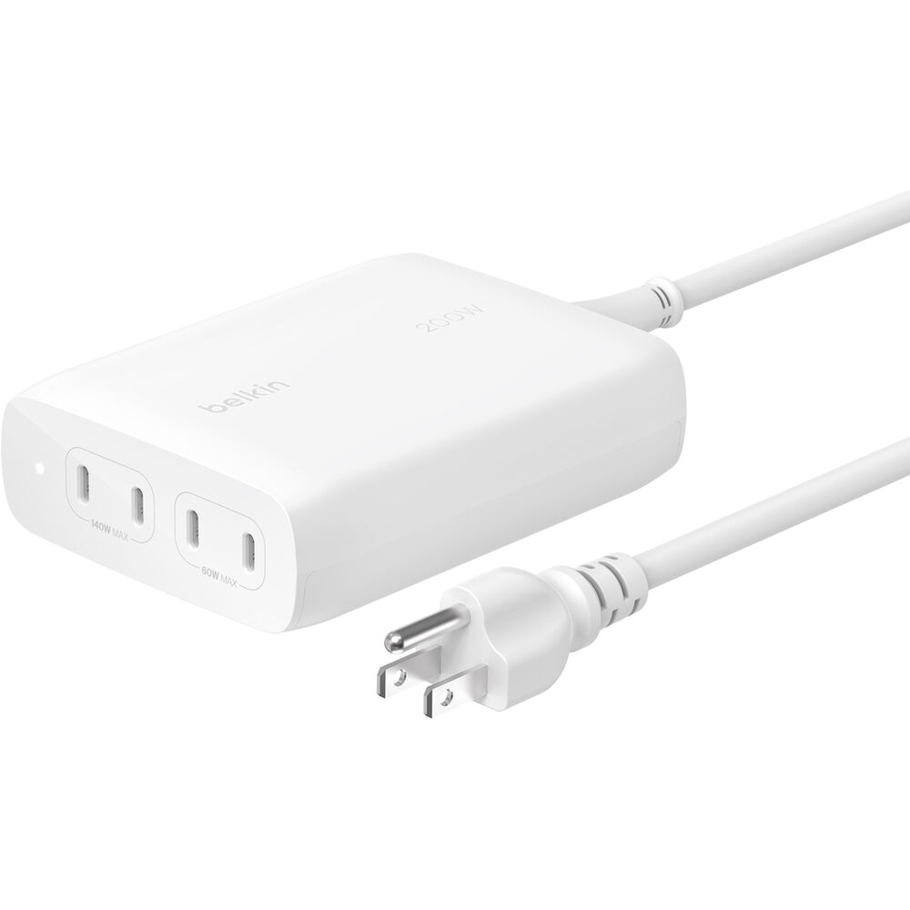 

Зарядное устройство Belkin BoostCharge Pro 200W 4-Port USB-C GaN Charger WCH015DQWH