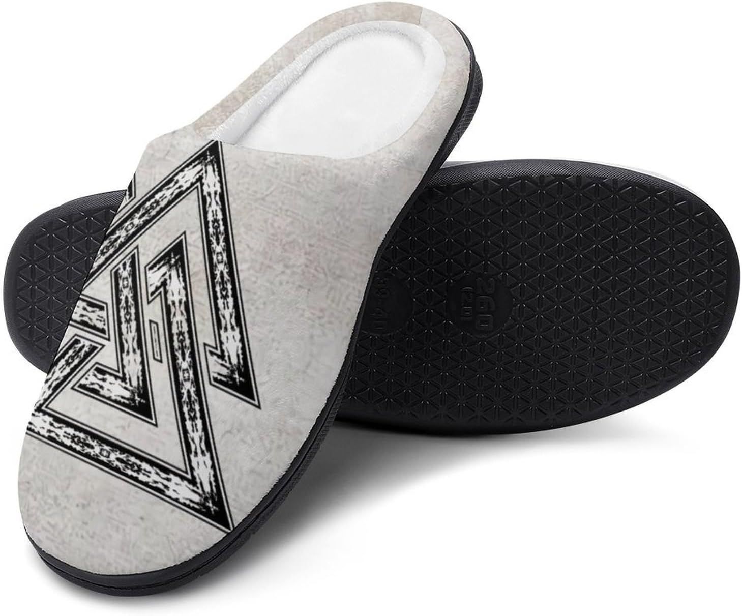 

Мужские теплые пушистые домашние хлопковые тапочки с закрытым носком и интересным скандинавским узором в стиле викингов, классические тапочки на резиновой подошве с противоскользящим покрытием Yxhzyhy, Viking Runes3