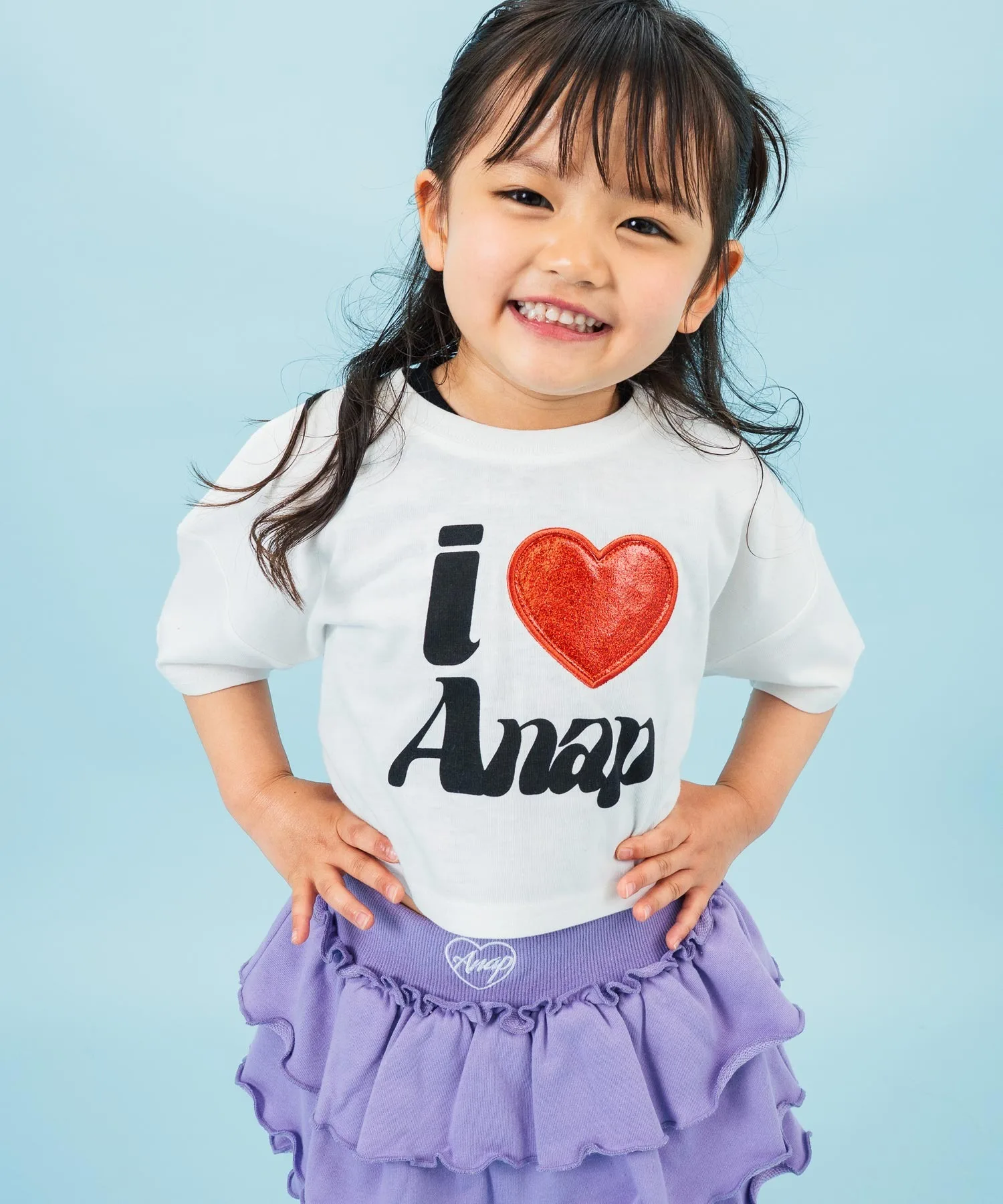 Детская футболка кроп с блестящим сердцем ILOVE ANAP kids белая — фото 3