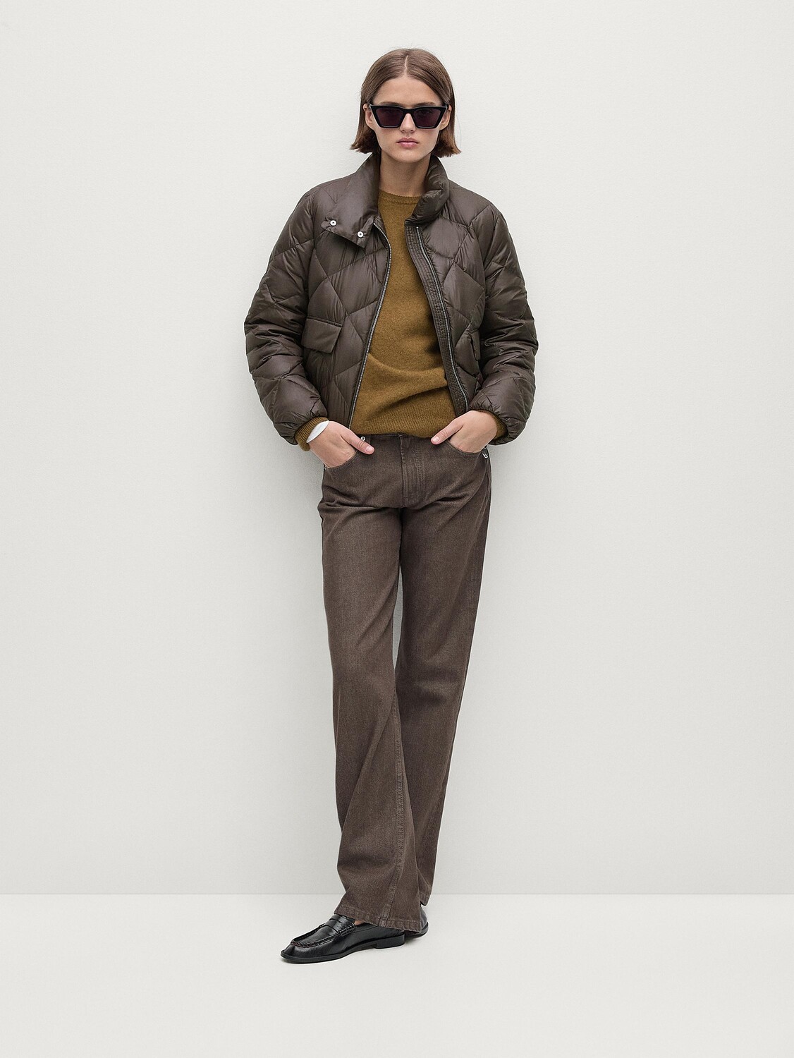 

Легкая стеганая куртка с ромбовидным узором Massimo Dutti, коричневый