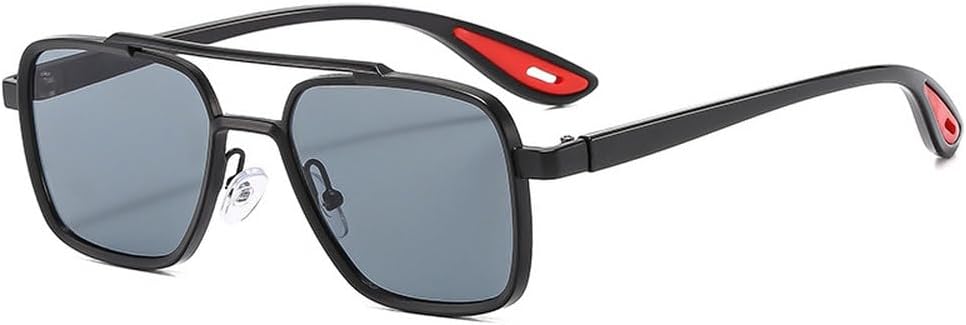 

Мужские солнцезащитные очки в стиле ретро с металлическими двойными перемычками, модные солнцезащитные очки с защитой от УФ-излучения UV400, женские солнцезащитные очки класса люкс TKKTLLT, Black Grey