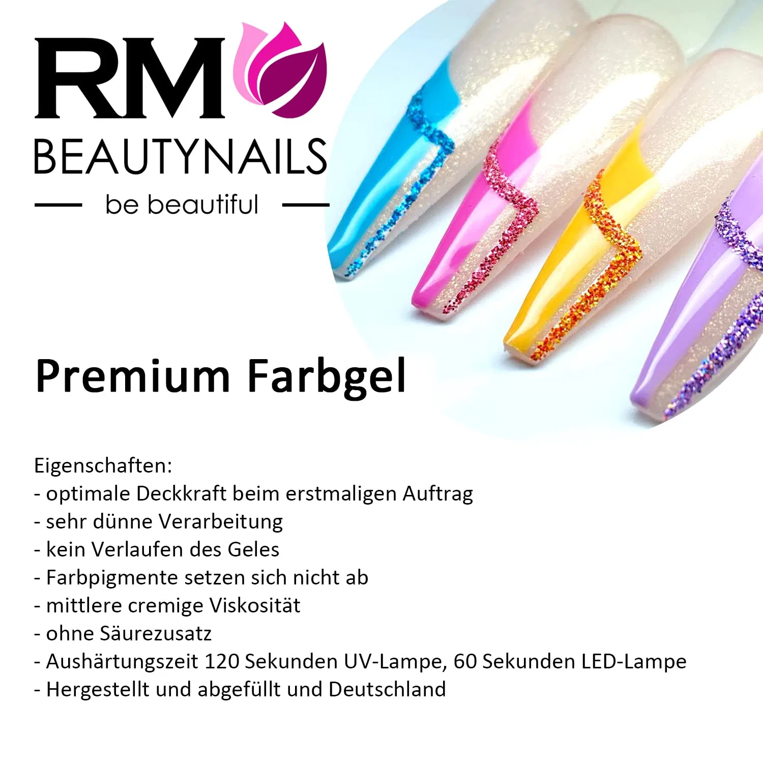 Красный цветной гель для ногтей UV LED 5 мл Rm Beautynails — фото 3