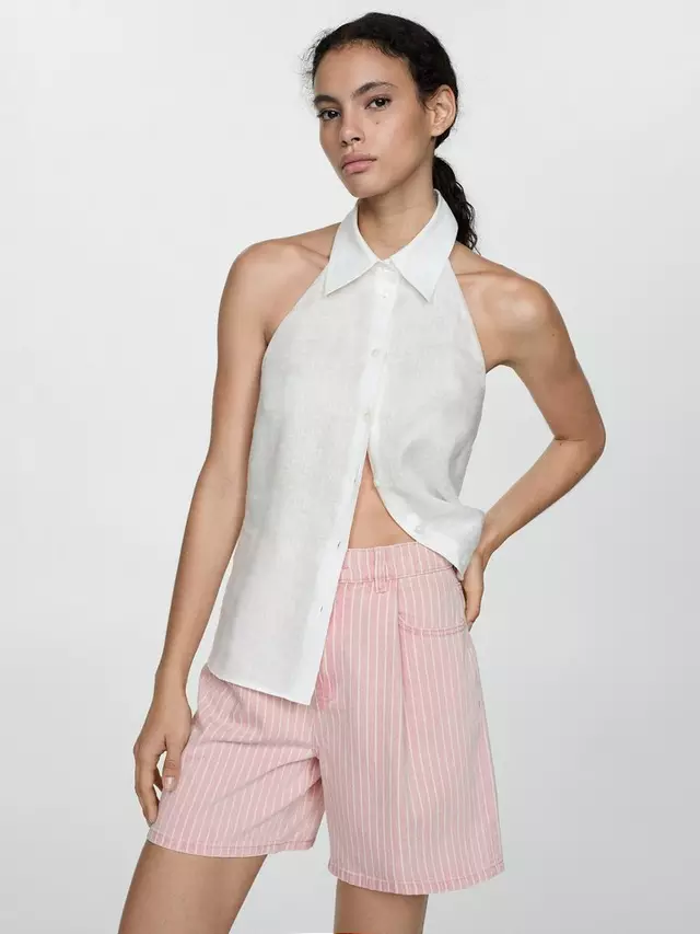 

Шорты Mango Marina Stripe Denim, розовый