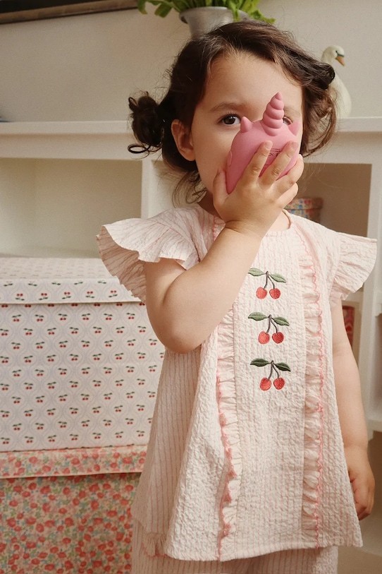 

Детский хлопковый топ ELLIE FRILL TOP GOTS Konges Sløjd, бежевый
