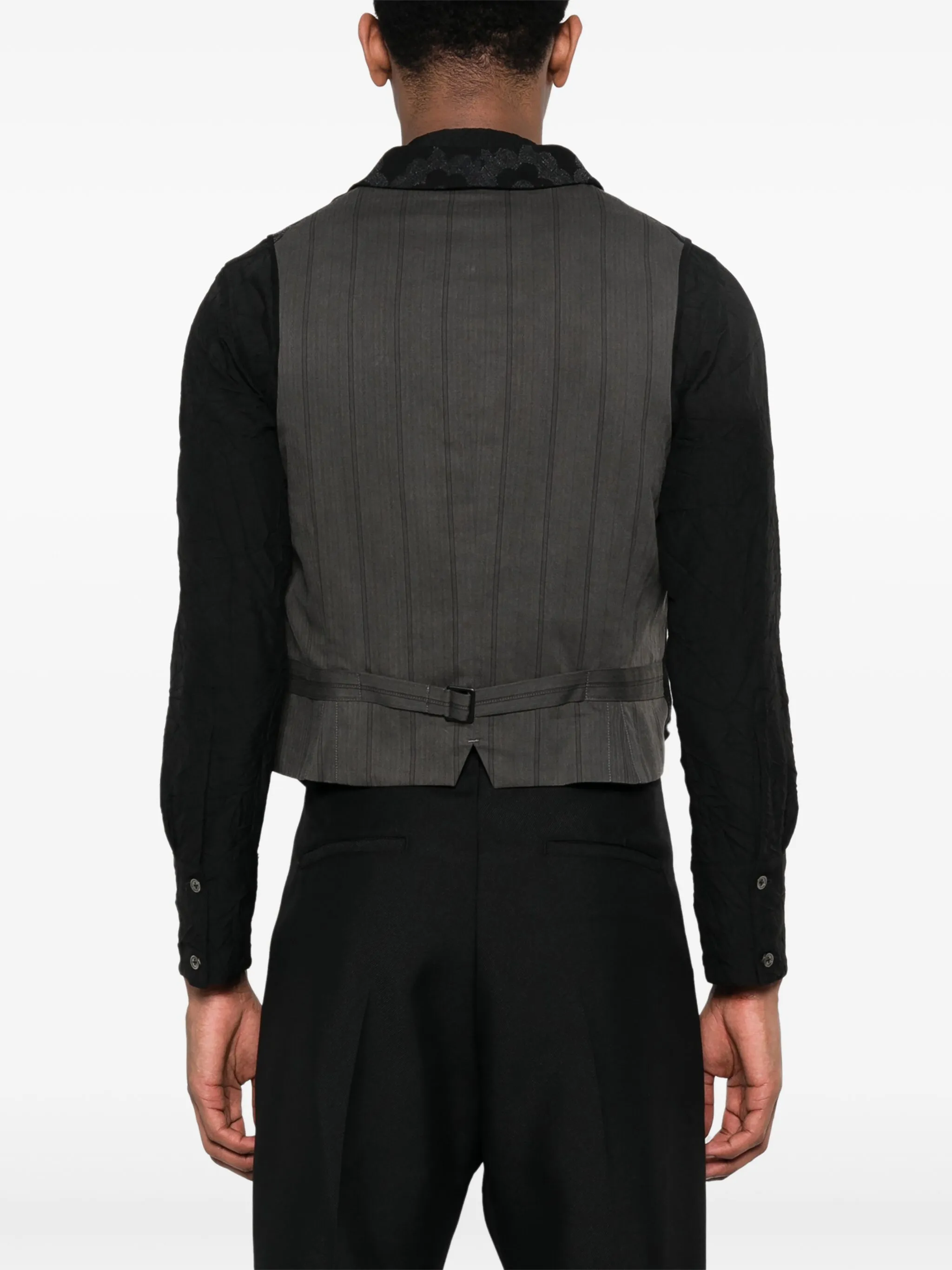 Жилет с жаккардовым узором Yohji Yamamoto, черный — фото 4
