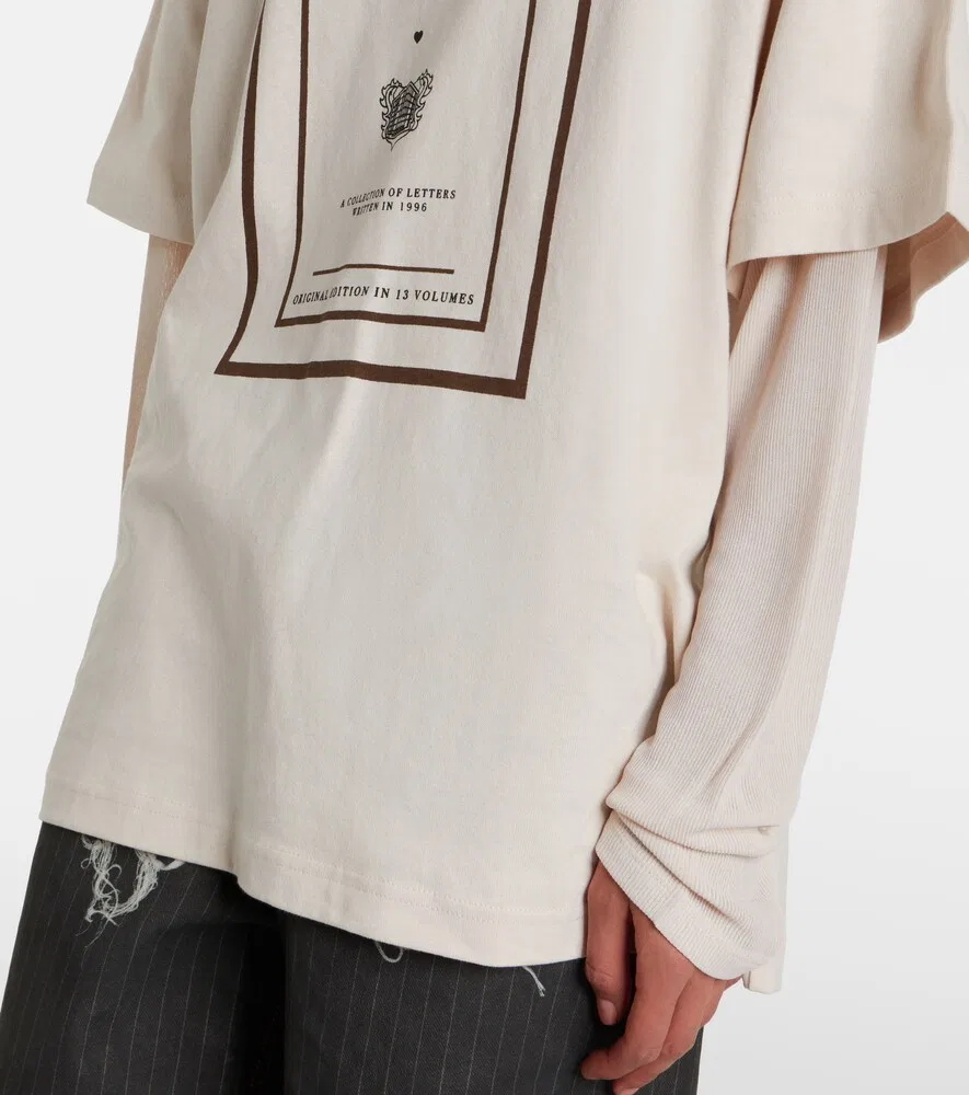 Футболка из хлопкового трикотажа с многослойным логотипом Acne Studios, белый — фото 4