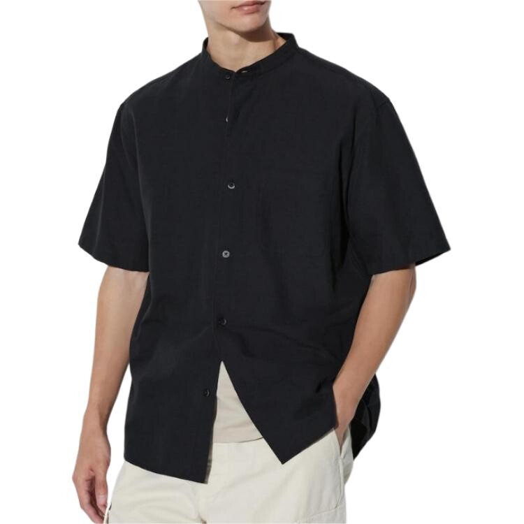 

Рубашка унисекс черная Uniqlo, черный