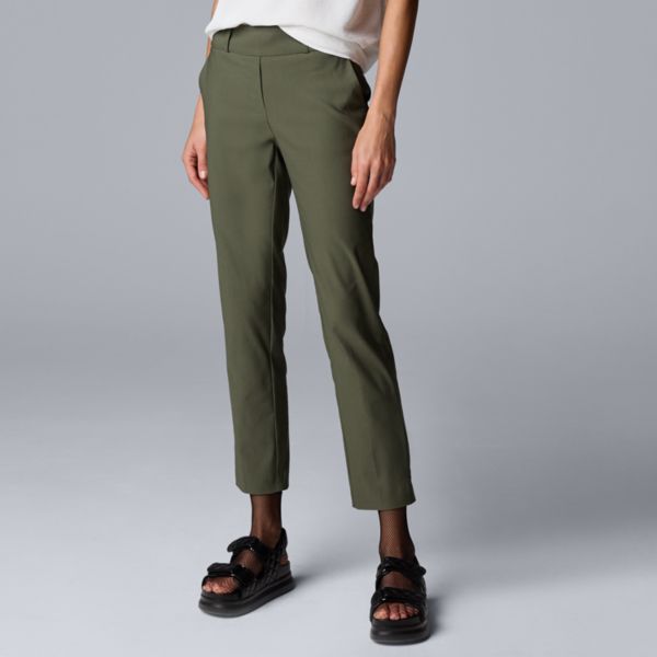 

Женские брюки из полированного твила длиной до щиколотки Simply Vera Vera Wang, цвет army bottle