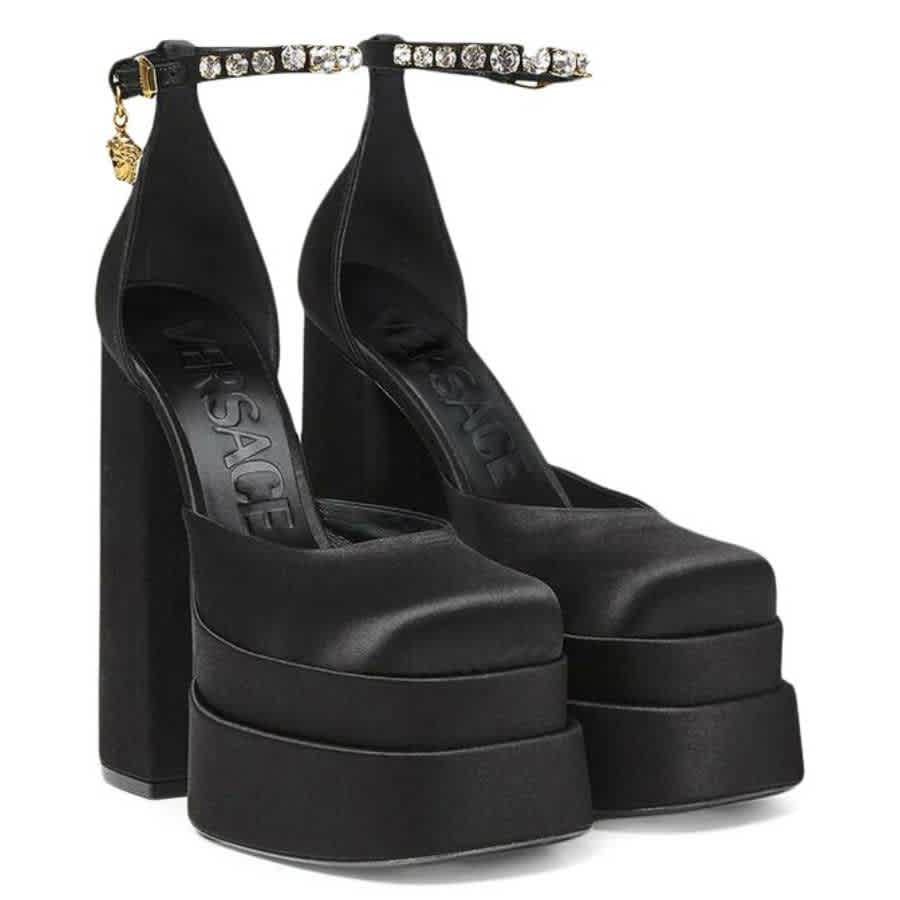 Туфли на платформе Versace Medusa Aevitas из атласа, черный — фото 2