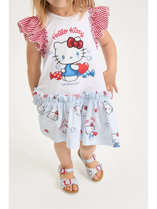 Платье-Футболка hello kitty для свободного времени Monnalisa, Bianco — фото 2