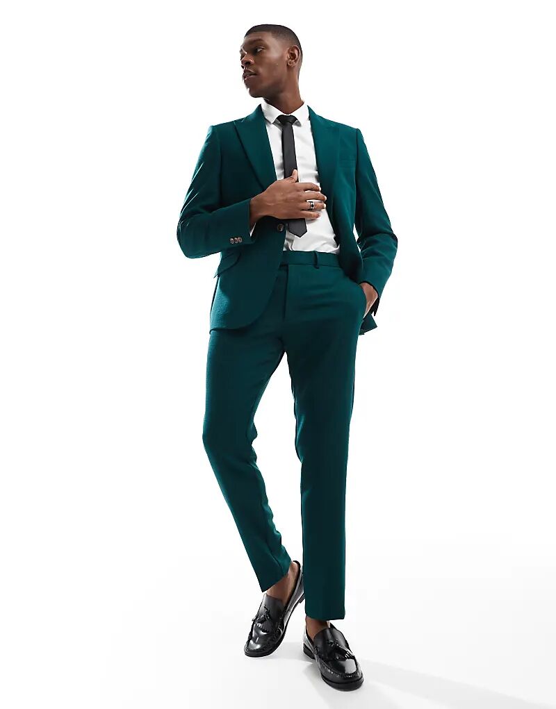 

Узкие брюки ASOS DESIGN из зеленого фактурного материала