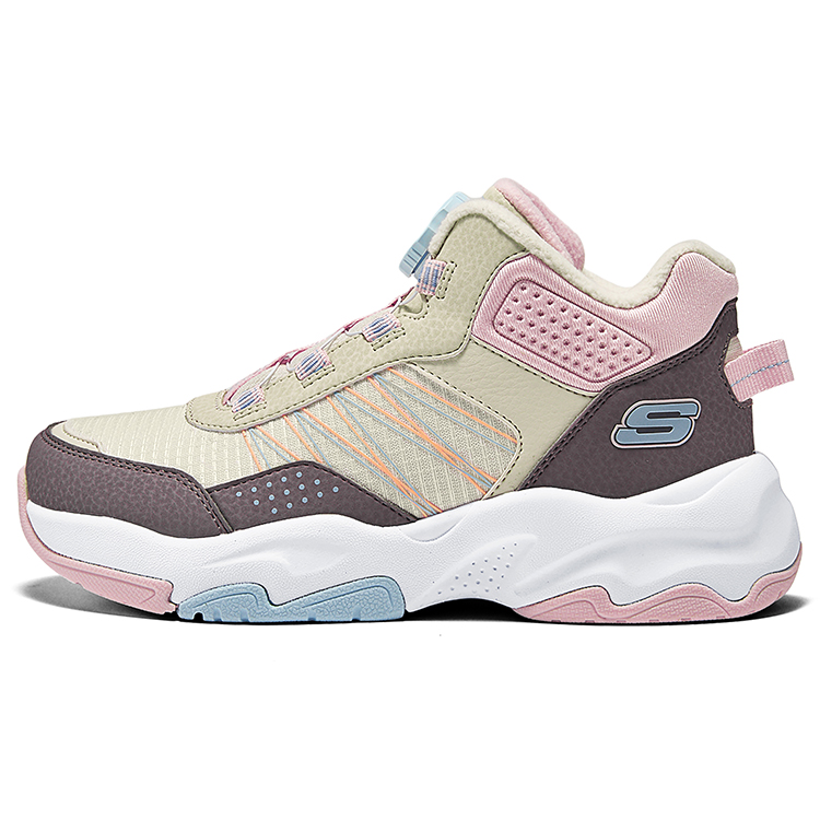 

Skechers Kids Противоскользящие износостойкие детские ботинки бежево-голубого и розового цвета