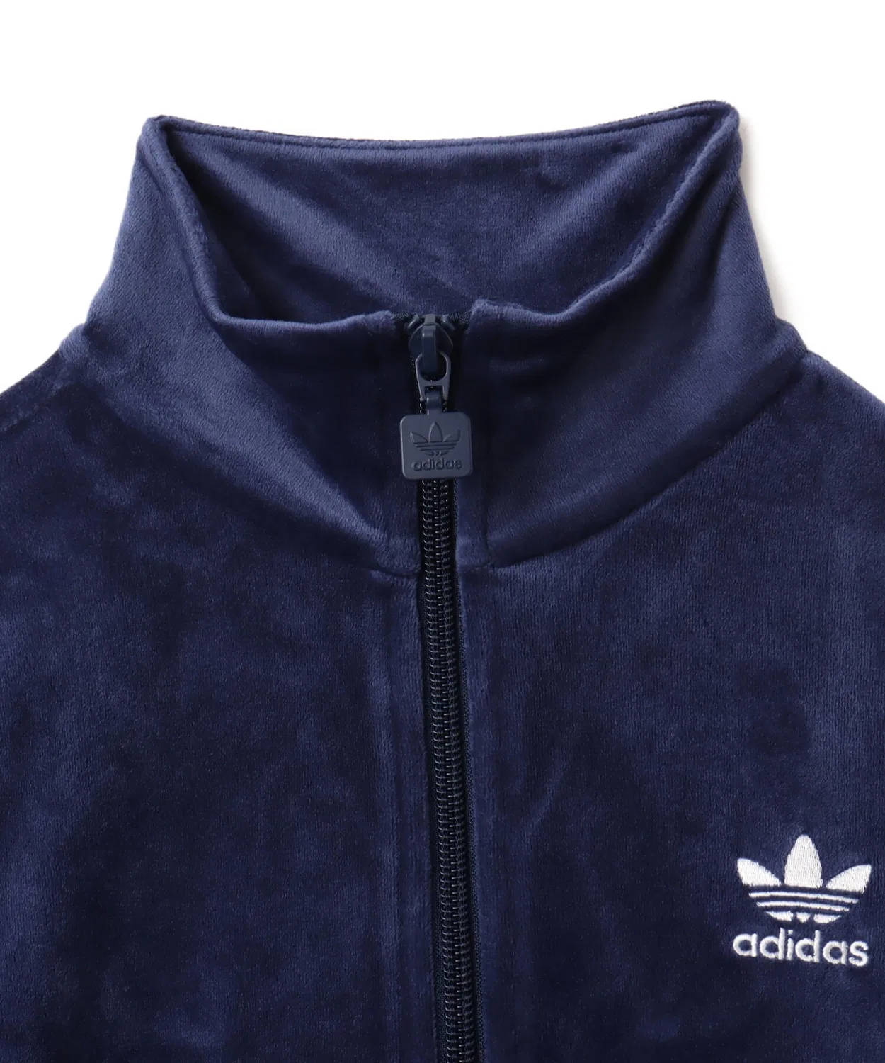 Трек-топ женский из вельвета adidas Essentials Velvet Fitted, индиго — фото 4