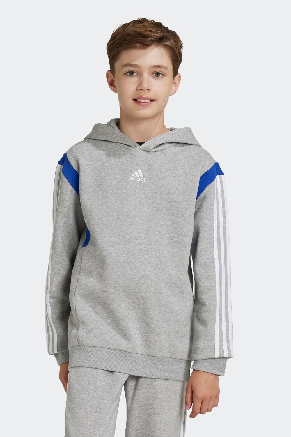 

Детская толстовка с капюшоном в стиле колор блок Adidas, серый