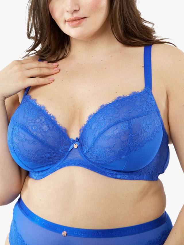 

Бюстгальтер без косточек с кружевом и логотипом Oola Lingerie, Cobalt