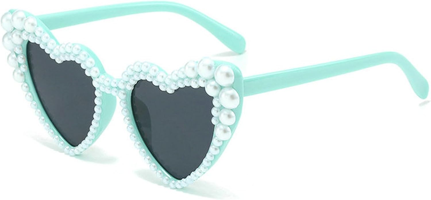 

Солнцезащитные очки COTIA Love Pearl для женщин, роскошные винтажные солнцезащитные очки в форме сердца, для вечеринок и фестивалей, «кошачий глаз», с блестками, Green