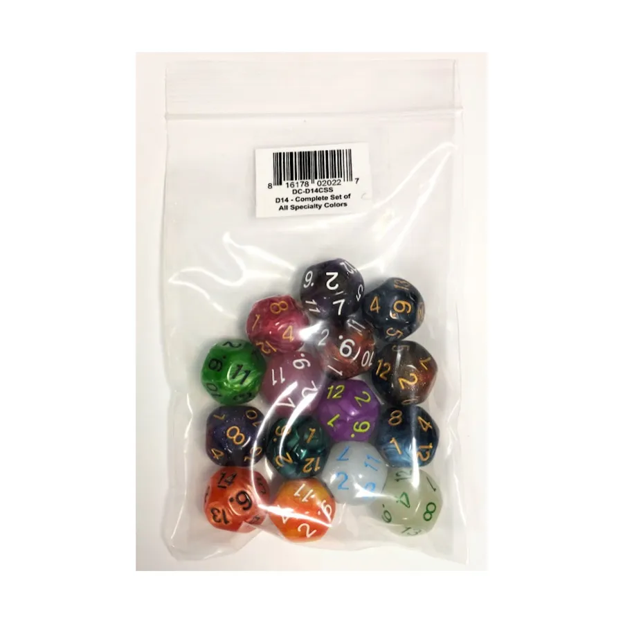 

d14 — Полный набор всех специальных цветов (15), DCC & Specialty Dice Packs