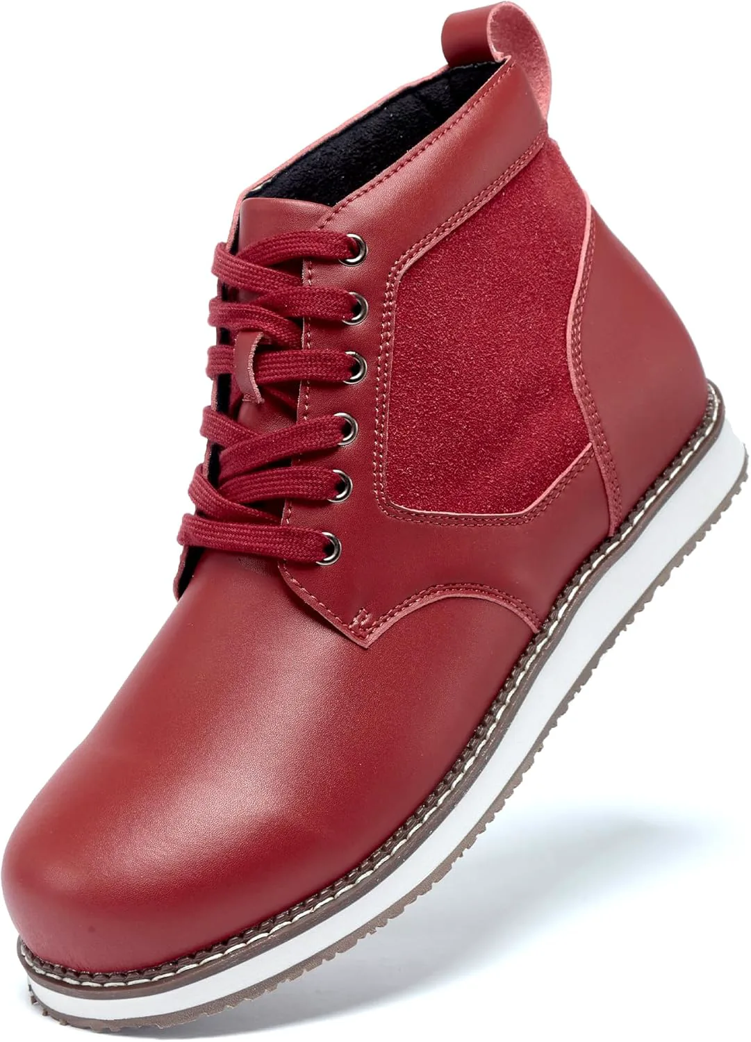 

Cnuei Ботинки для мужчин Повседневные стильные ботинки Водонепроницаемые мужские мотоботы Круглый носок модные шнурованные повседневные ботинки Ежедневные рабочие ботинки/черный/красный/коричневый - обувь большого размера для мужчин