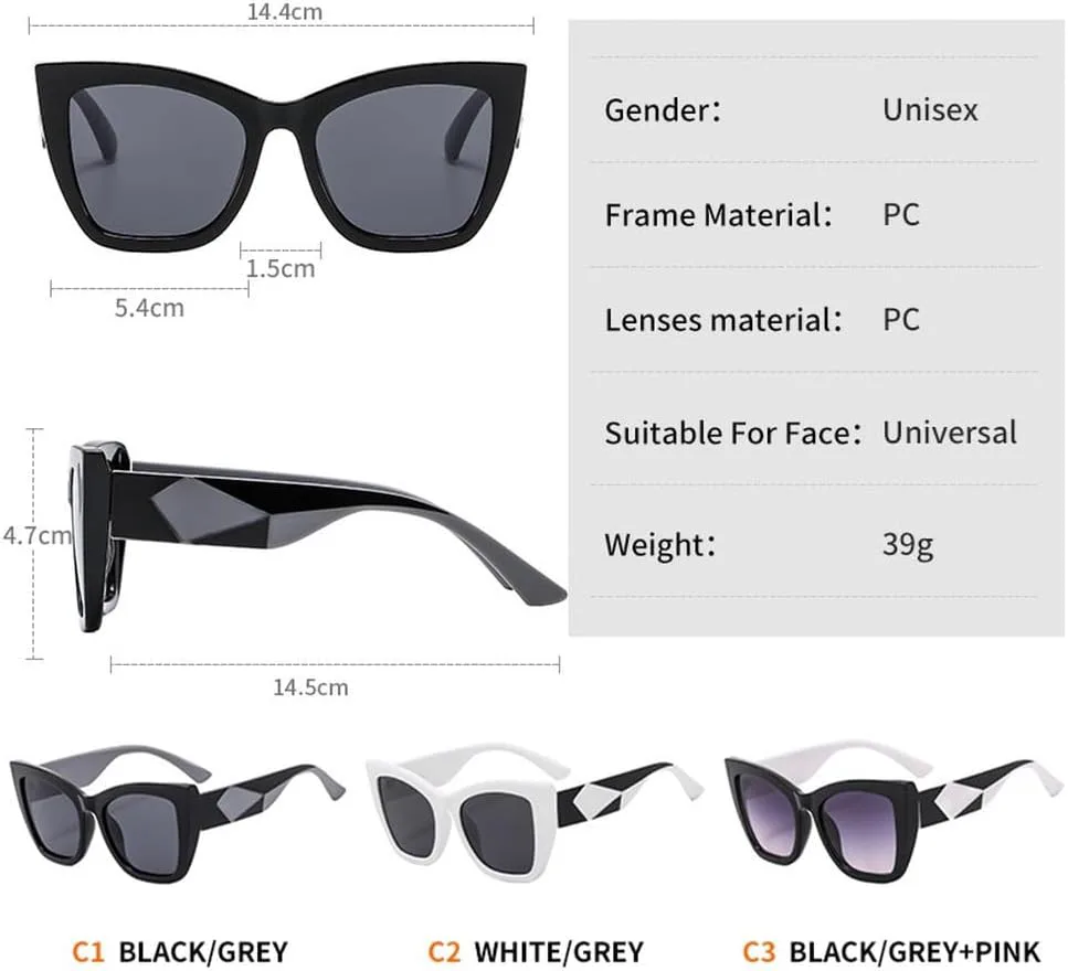 

Солнцезащитные очки «кошачий глаз» 2026 года, мужские и женские, дорожные, винтажные, ретро, ​​защита от ультрафиолета UV400, белые, один размер MTZJH, One Color