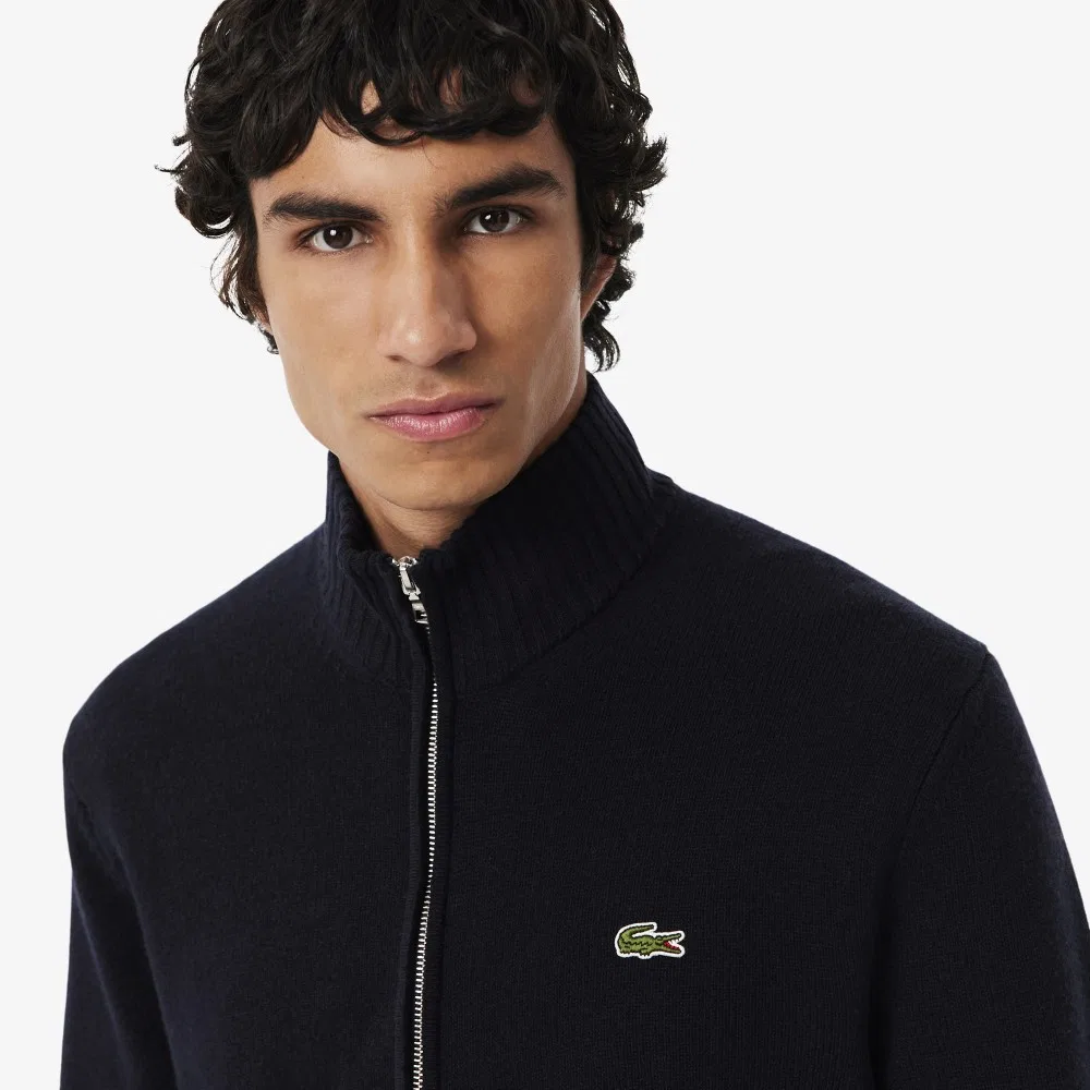 Мужской шерстяной кардиган на молнии тёмно-синий от Lacoste — фото 2