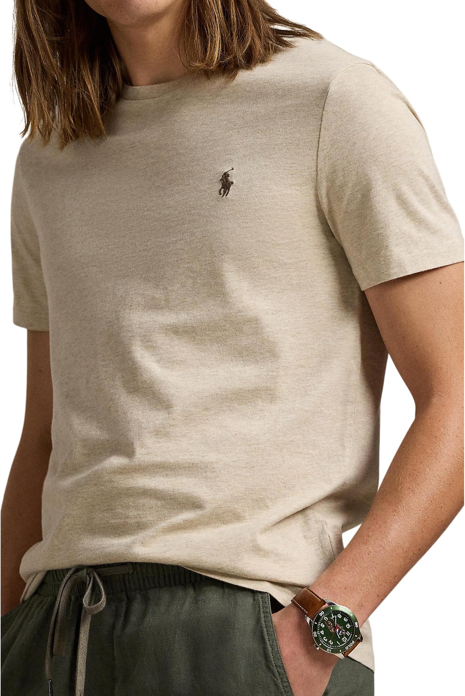 Футболка Polo Ralph Lauren Classic Fit Jersey Crewneck T-Shirt, цвет Expedition Dune Heather — фото 3