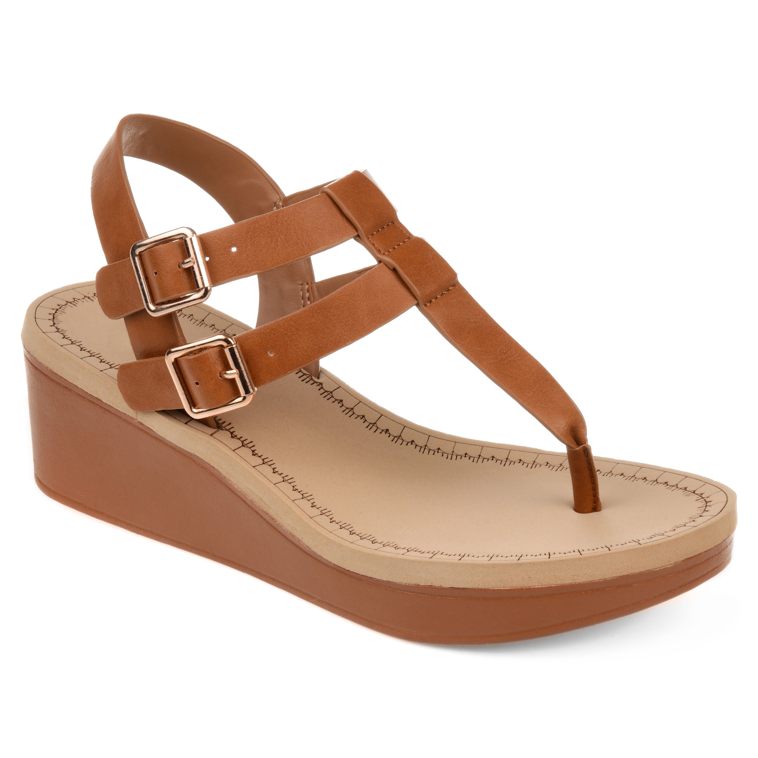 Женские босоножки Tru Comfort Foam Bianca на танкетке из коллекции Journee, цвет tan