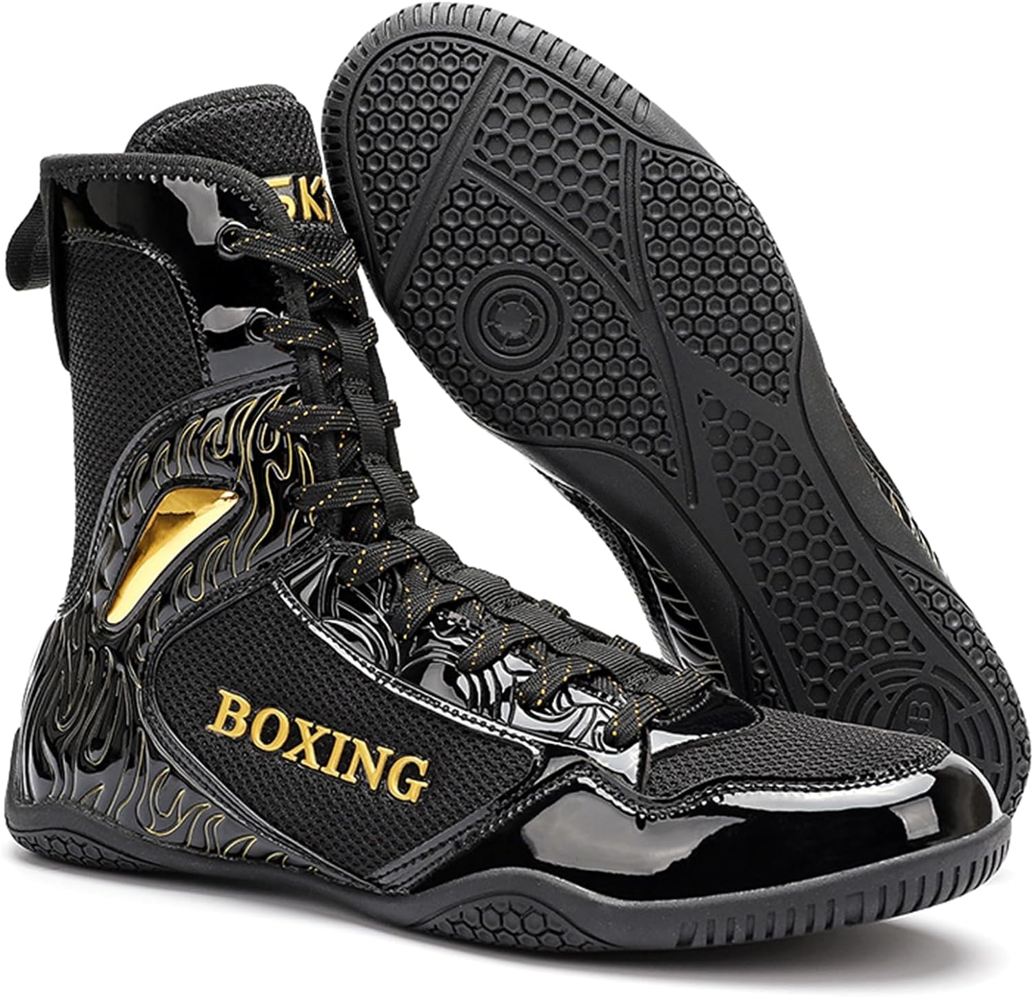 

Борцовки для мужчин, высокие боксерские ботинки, профессиональные легкие для фитнеса, тяжелой атлетики и пауэрлифтинга, для тренировок, занятий спортом и соревнований Hiuzylqx, черный