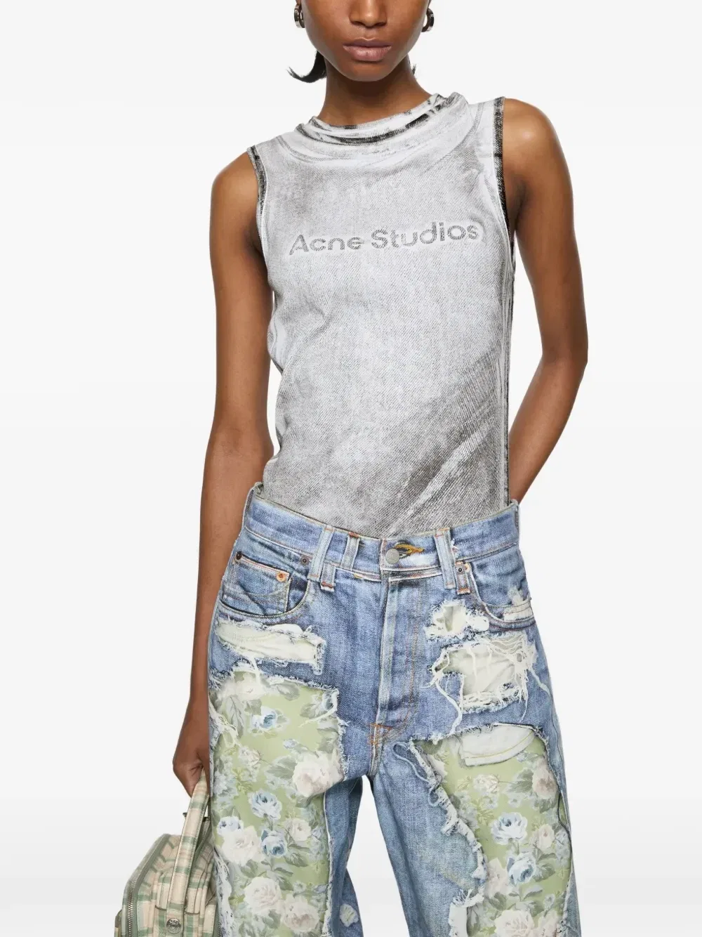 Топ с логотипом Acne Studios, серый — фото 4