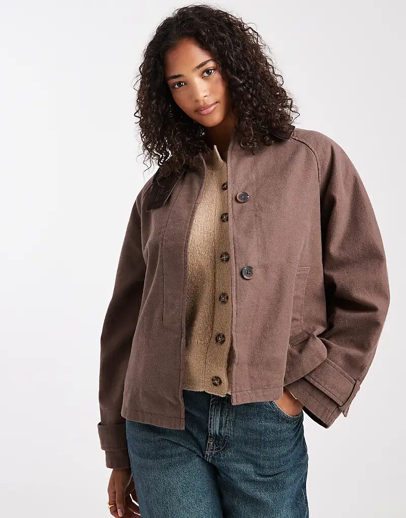 

Куртка ASOS DESIGN с контрастным воротником цвета мокко