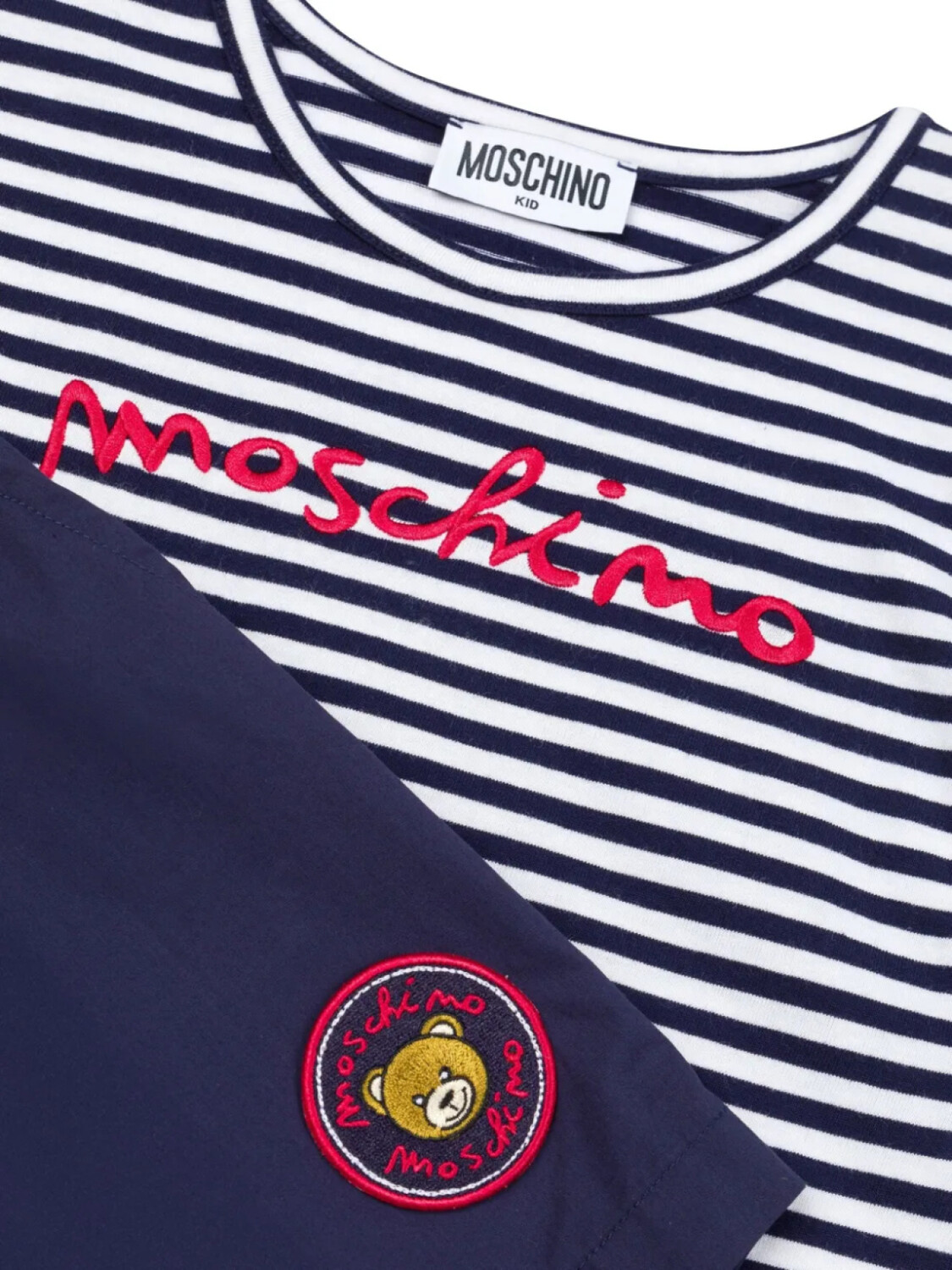 Moschino Kids комплект из футболки и шортов с логотипом, синий — фото 3