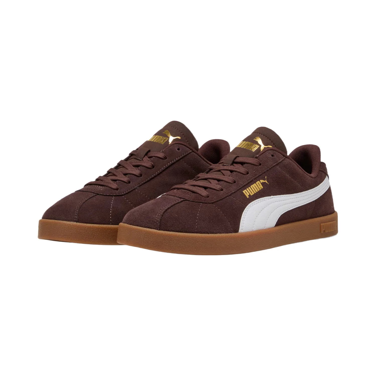 Кроссовки Club 2 Comfortable Round Toe Low top Skateboard для мужчин PUMA, Chocolate Brown-Puma White — фото 4