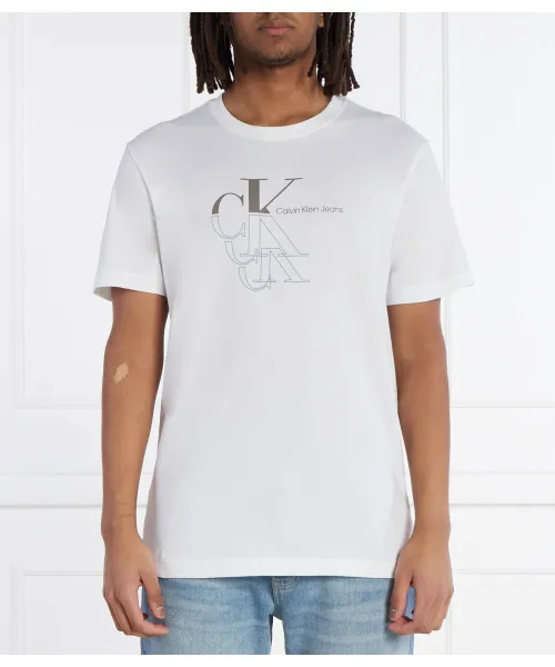 

Футболка с монограммой и эхо-графикой Regular fit Calvin Klein Jeans, белый