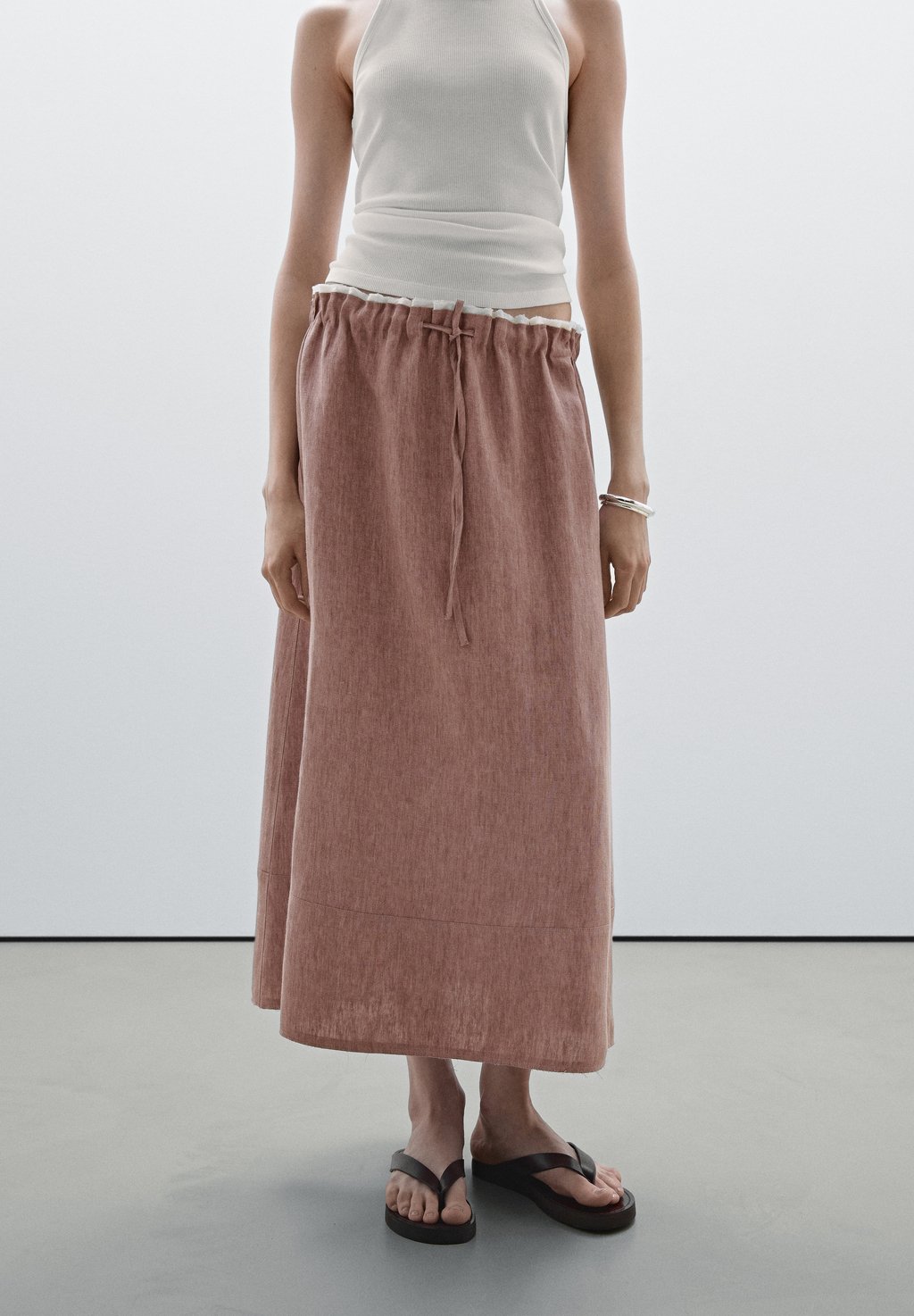 

Юбка А-силуэта WITH ELASTIC DETAIL Massimo Dutti, Pink