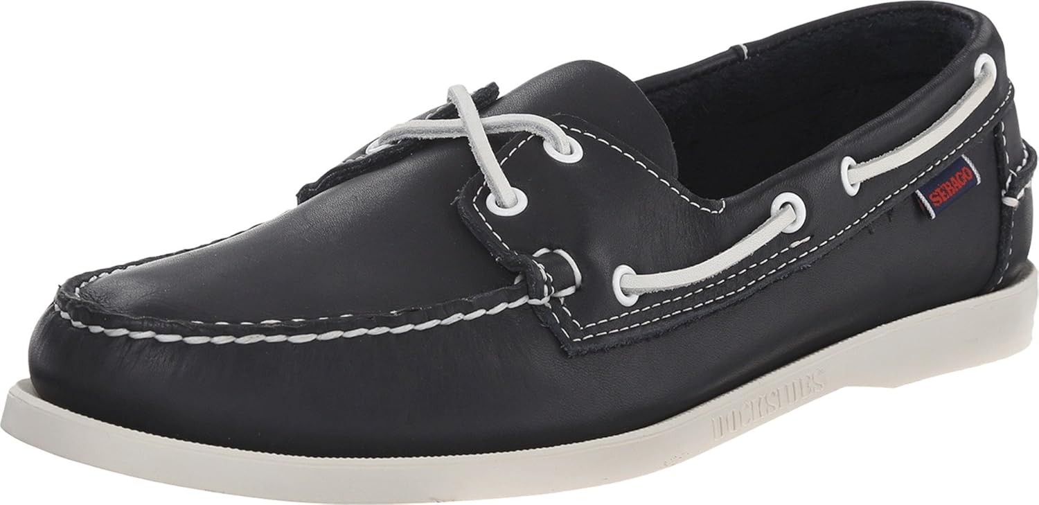 

Мокасины Sebago Portland Nubuck - ручная работа, с кожаной подкладкой, с резиновой подошвой с протектором, не оставляющей следов и не скользящей, темно-синий