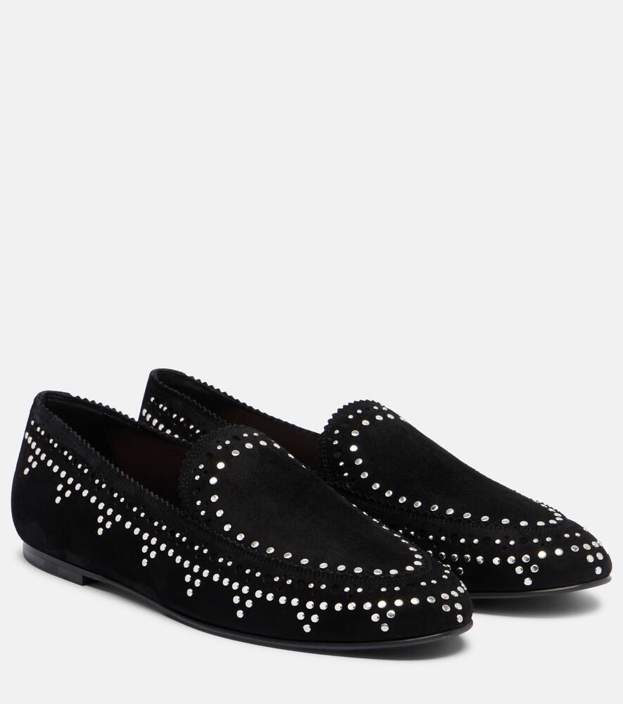 Скай лоферы из замши с шипами Aquazzura, Black