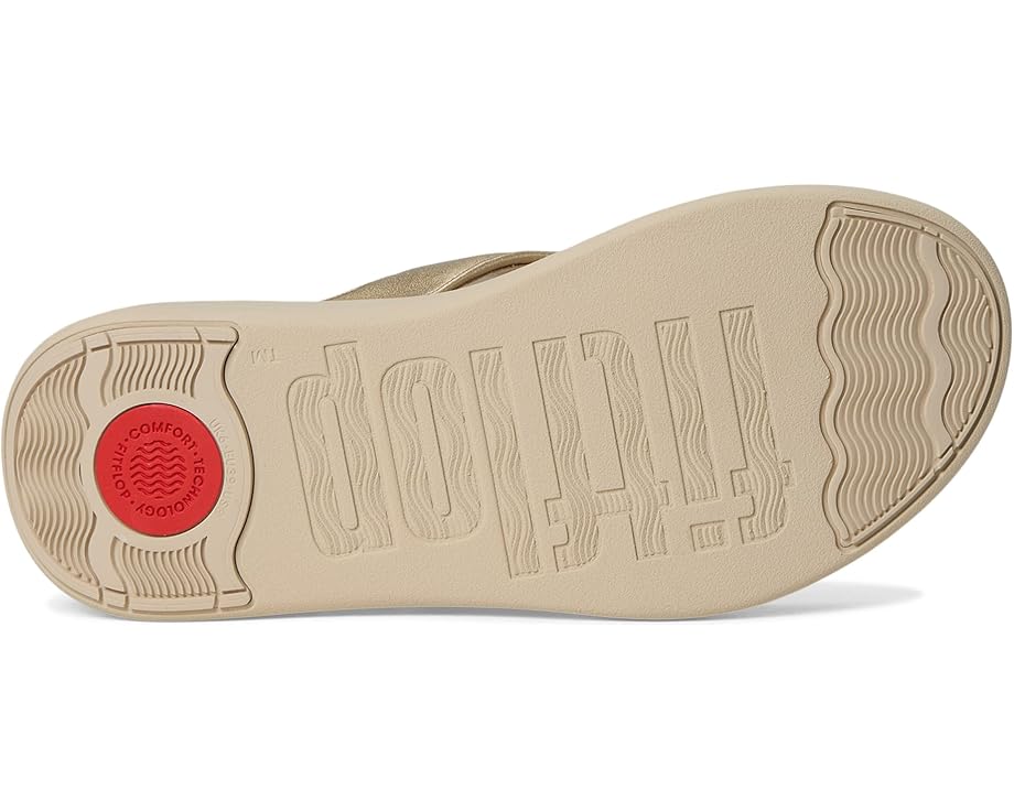Сандалии FitFlop F-Mode Go Beadie-Button Adj. Flatform Toe/Post Sandals, цвет Platino — фото 3