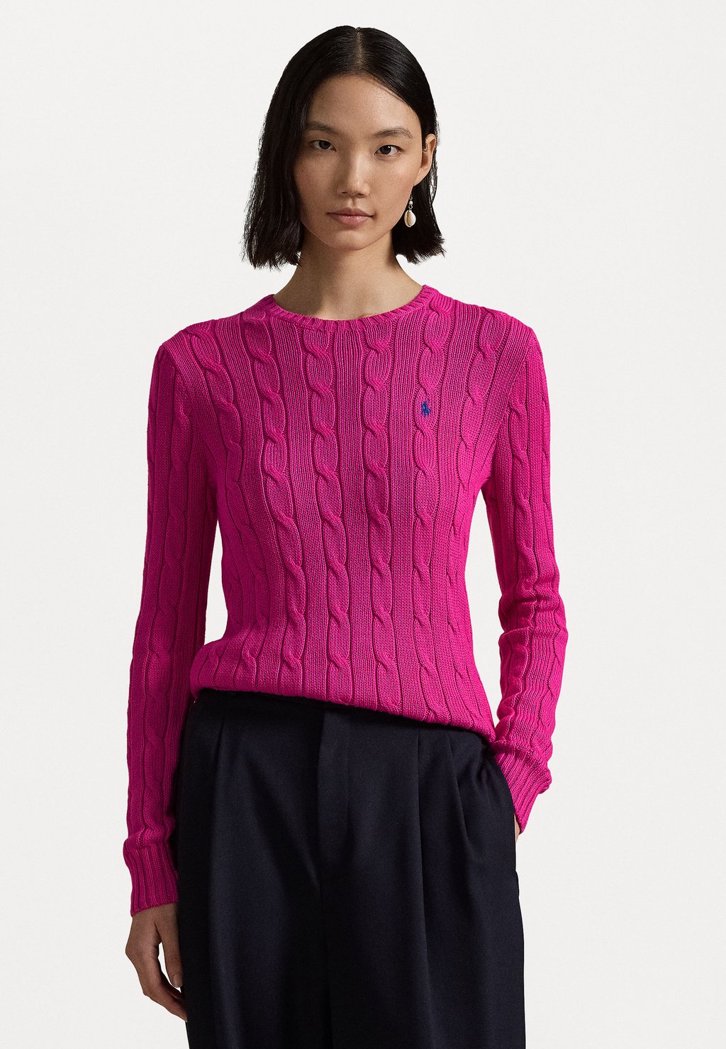 

Джемпер CABLE KNIT COTTON CREWNECK SWEATER Polo Ralph Lauren, розовый