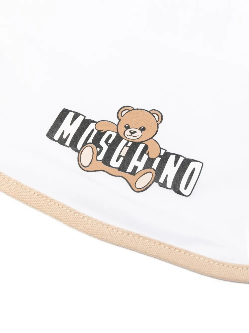 Комплект из шапок и нагрудников с логотипом Moschino Kids, бежевый — фото 2