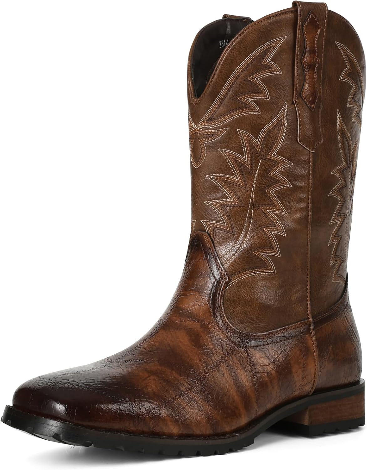 

Мужские ковбойские сапоги CYNLLIO, западные сапоги, прочные, модные, ретро, классические, с вышивкой, сапоги до середины голени, на подъем, для верховой езды, прогулочные, традиционные сапоги для широкой голени, коричневый