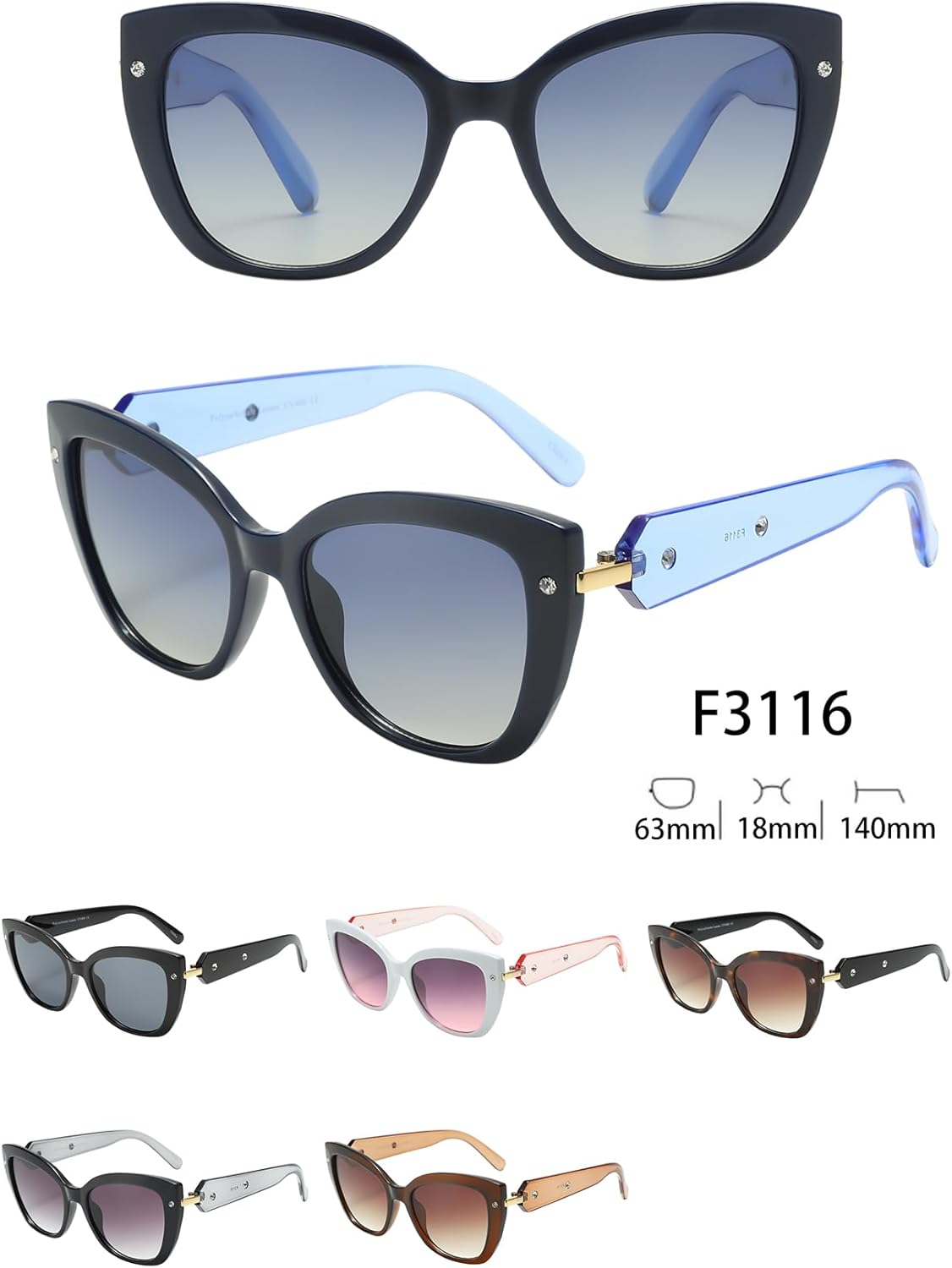 

Набор из 12 пар — элегантные и сексуальные классические солнцезащитные очки в форме «кошачий глаз» с драгоценными камнями, разноцветные оправы, женская модная модель, F3116 Generic, Mixed