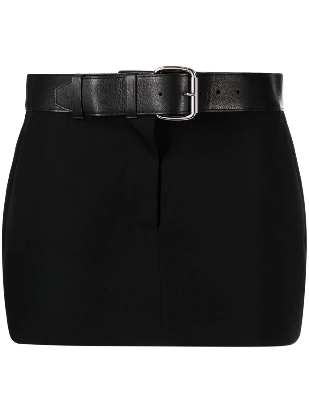 

Шерстяная мини-юбка с поясом Alexander Wang, черный