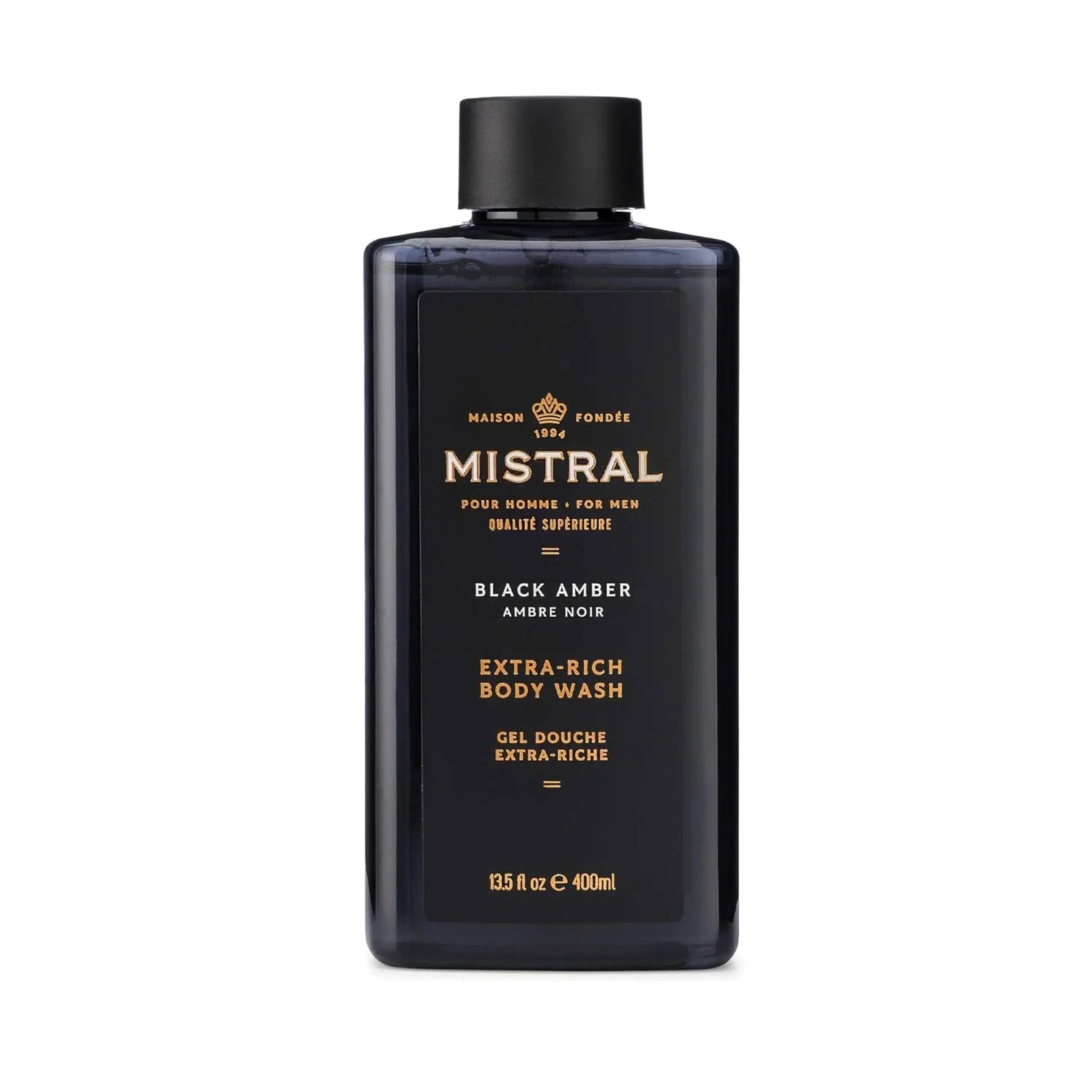 Мужской гель для душа и шампунь Mistral, Black Amber, 400 мл 382.73 г (1 шт.), BLACK