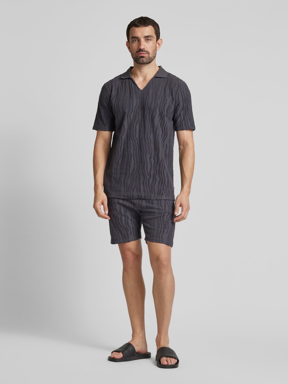 

Рубашка-поло прямого кроя с фактурным узором Scotch & Soda, черный