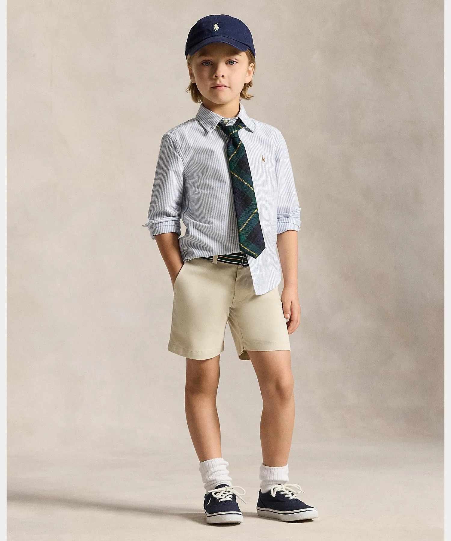 Детская хлопковая рубашка в полоску POLO RALPH LAUREN темно-синяя — фото 4